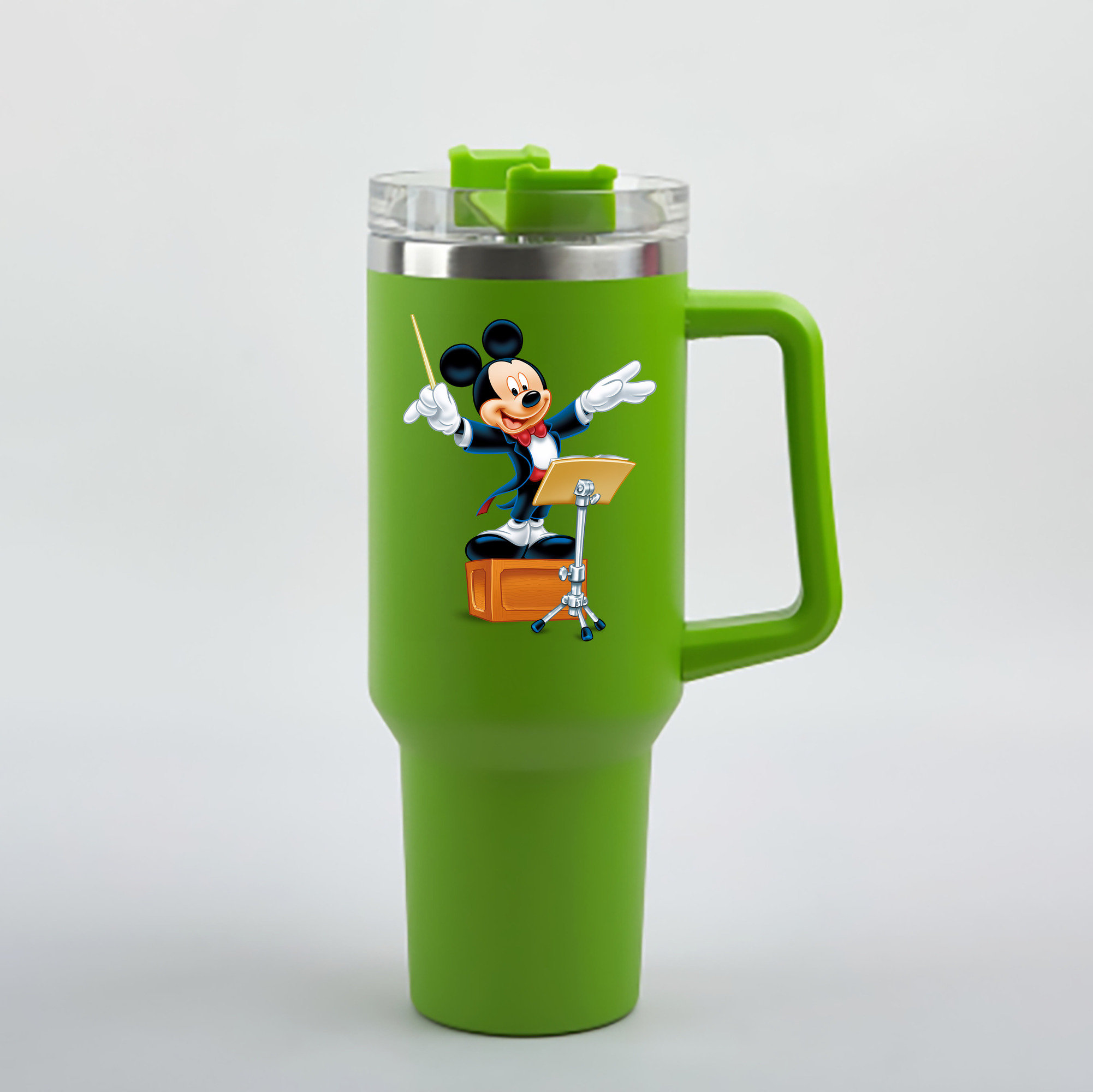 （画像用） ミッキーマウス Mickey Mouse 1200mL車用タンブラー - クリスタルステッカー（プラスチックストロー付き）